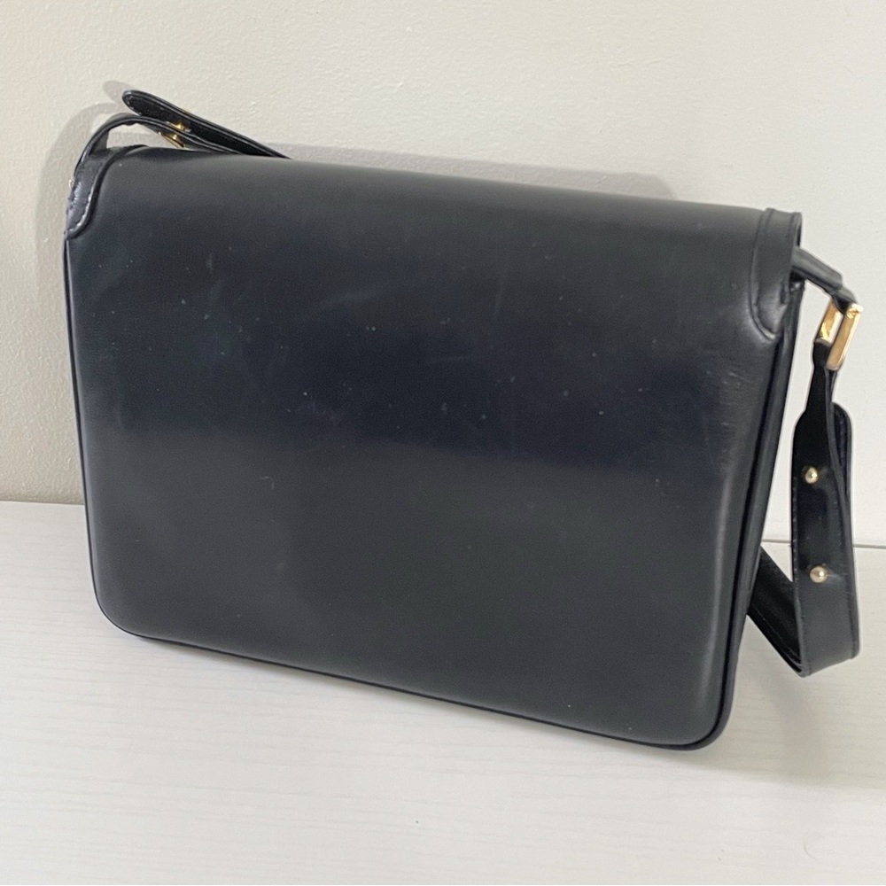 Bally vintage dark navy blue leather turnlock flap shoulder bag - Picture 5 of 14